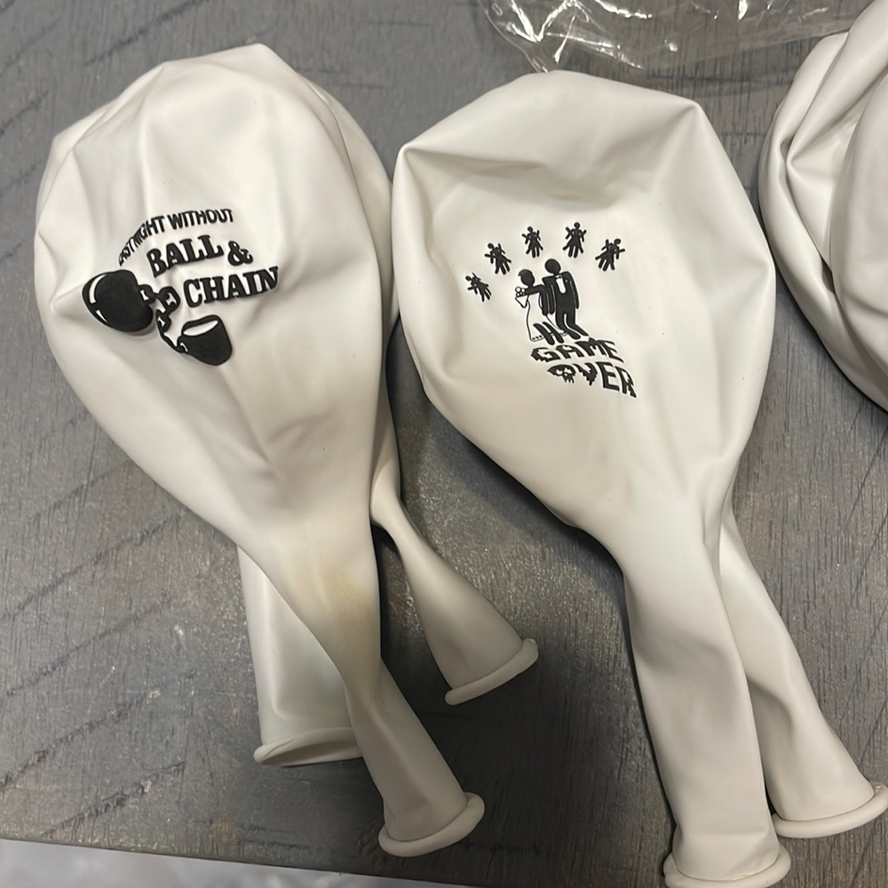 Bachelor party balloons 14 total white ribbon